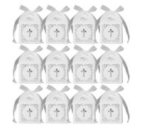ifundom 25 Pièces Boîtes à Dragées en Papier Blanc, Motif Croix | Coffret Présent Élégant pour Grandes Réceptions, Design Raffiné, Usage Spécial, Emballage Présent, Ambiance Romantique