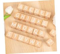 ifundom 26 pièces Blocs Apprentissage Bois pour Garçon Fille Lettres et Chiffres Anglais Grands Cubes Solides Éducatif Sensoriel pour Garçon Fille Preschool