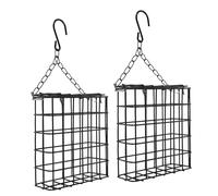 ifundom 2pcs Mangeoires à Oiseaux Extérieures en Fil de Fer Noir, Forme Carrée avec Chaîne Suspendue, Grosse Capacité et Design Gain de Place pour Branches D'arbres et Parcs