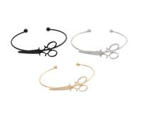 ifundom 3 Bracelets Manchettes Ouverts Couteau Acier Inoxydable Finition Noir Or et Argenté Bracelet d'Amitié pour Femmes Présent Amies Accessoire Léger et Hypoallergénique Usage
