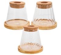 ifundom 3 Ensembles Vases Hydroponiques avec Plateau Vase Transparent pour Plantes Intérieur Décoration avec Bouchon Liège et Plateau pour Bureau et Maison