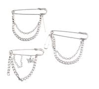 ifundom 3 pièces Broche Chaîne Rétro Hip-hop Épingle Créative Unisexe Décoration Élégante et Légère pour Veste Cadeau Famille et Amis