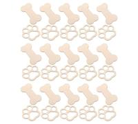 ifundom 30 Pièces Décorations en Bois Soi-même Os de Chien et Empreinte de Patte Beige Léger et Poli la Main pour Animaux de Compagnie Décoration Maison et Mariage