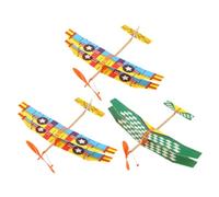 ifundom 3pièces Avions Élastiques Jouets Garçon Fille Biplans Planeurs à Monter Modèles Avions