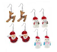 ifundom 4 Paires de Boucles D'oreilles de Noël Femmes Décorations D'oreilles Père Noël et Bonhomme de Neige Bijoux Accessoires Festifs Légers et Colorés pour Fêtes Hivernales