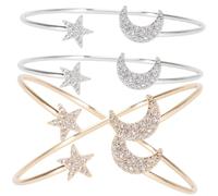 ifundom 4 pièces Bracelet Manchette Lune Étoile Ajustable Doré et Argenté Bijoux Femme Chic Ouverts pour Sorties Quotidiennes et Fêtes
