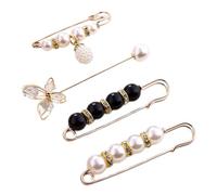 ifundom 4 pièces Épingle de Sûreté Décorative avec pour Ajuster Jupe et Fixer Vêtements Broche Châle Pull Pantalon Pince Cardigan Élégante Mix Blanc Noir Pendentif