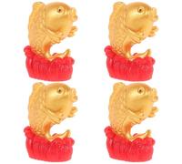 ifundom 4 Pièces Figurines Miniatures Feng Shui Poisson Rouge et Or Décoration de Nouvel an Chinois Symboles de Prospérité pour Maison Bureau Voiture
