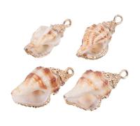 ifundom 4 Pièces Pendentifs Spiralé Naturel de Charms Coquille de Mer Électroplaqués pour Création de Bijoux Décoration de Wind Chimes et