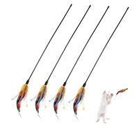 ifundom 4 Pièces Plumeau pour Chat avec Clochette Jouets Interactifs pour Chat Domestique Bâtonnets à Plumes pour Amuser