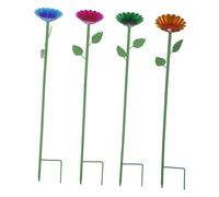 ifundom 4 pièces Station Arrosage Abeilles Métal avec Piquet Stable Distributeur Eau Forme de Fleur pour Oiseaux et Support Extérieur pour Jardin et Pelouse Lot