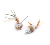 ifundom 4pièces Lot de Souris Peluche avec Queue Plumes Et Balle Interactive pour Chat Jouet Et Décoratif