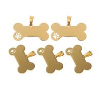 ifundom 5pcs Étiquettes D'identification pour Chien en Acier Inoxydable Forme Os et Patte, Accessoires pour Collier, Gravure Facile, Identification Fiable pour Chiens et Chats
