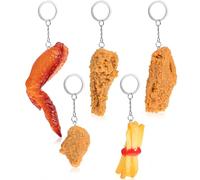 ifundom 5pièces Porte-clés Imitation Aliments Réalistes Cuisse de Poulet Aile Frites Poulet Rôti Décorations Mignonnes pour Clés Sac à Main et Sacs à Dos