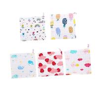 ifundom 5pièces Serviette Garçon Fille Épaisseurs Coton Mouchoir et Bavoir pour Visage Motifs Colorés