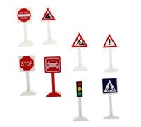 ifundom 8 pièces Miniature Traffic Sign Models for Early Education Set Smooth Surface Road Indicators for Toy Scenes and