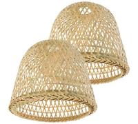 ifundom Abat-Jour Bambou Tressé Lot de 2 Suspendre de Plafond, Remplacement pour Abats-Jours Rustiques, Adapté pour Lampe de Salon et Chambre