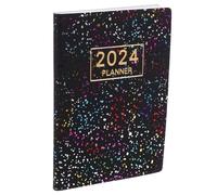 ifundom Agenda de Poche Mensuel 2024 A7 pour Femmes Carnet de Notes Multifonctionnel Organiseur Portable Couverture Noire Scintillante Agenda Scolaire et Familial Fournitures de