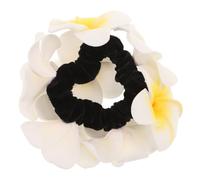 ifundom Anneau à Cheveux Hawaïen en Écume Blanc Fleurs Plumeria, Corde Élastique Confortable, Accessoire Floral Élégant pour Mariages et Vacances la Plage