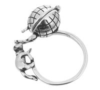 ifundom Anneau Aromathérapie Ajustable en Cuivre Argenté, Bague Vintage Chat Portable Support D'huile Remplaçable pour Usage Quotidien et Événements Spéciaux
