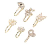 ifundom Anneaux De Nez Non Perçants En Cuivre u Réglables, Faux Piercing Féminin Et Masculin, Micro-pavé Zircon, Lot De 6 Pièces, Clips De Nez Pour Usage Quotidien Et Occasions Spéciales