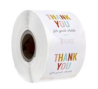 ifundom Autocollants Décoratifs Ronds 25 CM « Merci » Auto-Adhésifs 1 Rouleau 500 Pièces Étiquettes de Fermeture pour Emballage des Commandes Petits Autocollants de Remerciement pour