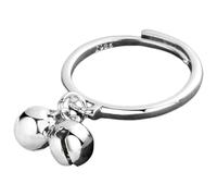 ifundom Bague Clochette Ouverte Réglable pour Femmes, Anneau Double Grelot en Alliage Solide, Style Créatif Mignon, Bijou Festif pour Soirées et Présents, Taille Ajustable