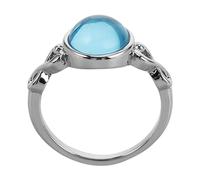 ifundom Bague en Verre Bleu Océan Taille 6 pour Femmes Alliance en Blanc Bijou Minimaliste Polyvalent Bague de Pouce Élégante pour Fiançailles et Usage Quotidien