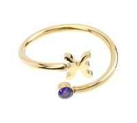 ifundom Bague Ouverte du Zodiaque pour Femme en Acier Inoxydable Ajustable Zircon Scintillant, Style Simple et Brillant, Présent pour Festival ou Retour la Maison