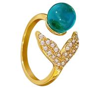 ifundom Bague Sirène Ouverte Ajustable pour Filles en Métal Léger, Anneau de Doigt Élégant, Bijou Féminin Polyvalent pour Présents et Occasions Spéciales