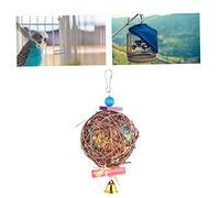 ifundom Bitballs avec De l'herbe Soyeuse Enrichissement Mâcheur Oiseau De Cage Suspendue De Recherche De Nourriture Perruche Perroquets Fibres Végétales Colorful Couleur Aléatoire