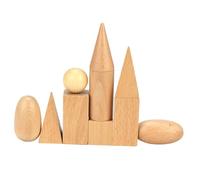 ifundom Bloc de Construction Géométrique en Bois Kaki, Jeu Éducatif pour Garçon et Filles, Amusant pour Développer Coordination Œil-Main et Créativité, pour Tout-Petits, 1 Inclus