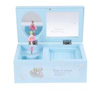 ifundom Boîte à Bijoux Musicale Rectangulaire Bleue Ciel avec Couvercle Transparent Motif Fille Dansante Coffret Rotatif Rangement Créatif pour Bracelets et Colliers Présent Femme