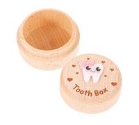 ifundom Boîte à Dents Boîte de Rangement Pratique en Bois Moderne et Minimaliste Facile à Transporter Conserver pour Garçon et Filles pour Dents de Lait et Cheveux