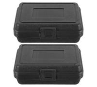 ifundom Boîte à Outils Rangement Noire 2 Pièces Étanche en Plastique Rigide, Petite Mallette Portable pour Protection D'équipement en Extérieur
