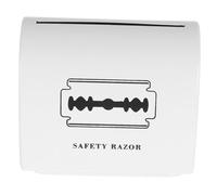 ifundom Boîte de Collecte pour Lames de Rasoir en Fer Blanc, Étui Portable Hermétique Blanc Imprimé, Conteneur à Déchets Métalliques Multifonction pour Rangement Sécurisé et Hygiénique