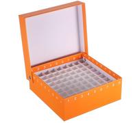 ifundom Boîte de Congélation pour Tubes à Essai 81 Cases, Couvercle | PP Orange, Séparateur Central et Cloisonnement, pour Échantillons 1 à 5ml, Stockage Sûr