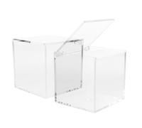 ifundom Boîte de Rangement Acrylique Transparente 2pcs Couvercle Charnière, Boîte Carrée Rectangulaire Moderne pour Présentation et Décoration Maison DIY