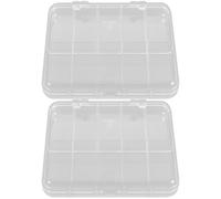 ifundom Boîte de Rangement en Plastique 2 Pcs 8 Compartiments Fixes Transparent pour Accessoires Bijoux Vis et Perles pour DIY Atelier et Bricolage