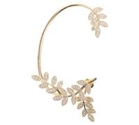 ifundom Boucle D’Oreille Grimpante Feuille Dorée Cristal Manchette en Métal Légère et Réutilisable pour Femme Bijou Élégant pour Événements et Usage Quotidien