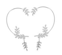 ifundom Boucles D’oreilles Clip en Alliage Argenté Feuilles Cristaux, Bijoux sans Perçage pour Femmes, Élégantes pour Occasions Spéciales, Paire 2 Pièces, Légères et Confortables