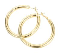 ifundom Boucles D’oreilles Créoles Épaisses 50 Mm Dorées pour Femmes, Grandes Boucles D’oreilles Cerceau, Fermoir Sécurisé, Bijoux Mode Polyvalents pour Mariage et Usage Quotidien