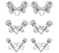 ifundom Boucles D’oreilles en Acier Inoxydable 9 Paires, Clous D’oreilles Piercing Cartilage, Zircon Rond 3mm-5mm à Six Griffes, Confortables pour Femmes Quotidien