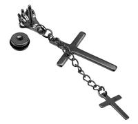 ifundom Boucles D’oreilles Homme en Acier Inoxydable Noir, Pendentif Croix et Tête de Mort, Clou D’oreille, Bijou pour Usage Quotidien et Occasions Spéciales, Style Viking et Gothique