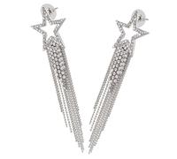 ifundom Boucles D’Oreilles Longues Étoiles Pompons Argentés Clous en Argenté Pierres Brillantes Légères et Élégantes pour Femmes Bijoux Pendants pour Fêtes et Mariages