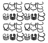 ifundom Boucles D’Oreilles Manchettes sans Perçage 24 Pièces Métal Noir Clips Légers pour Femmes et Hommes Accessoires Mode Multifonctions pour Coiffure et Style Quotidien