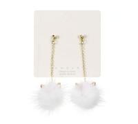 ifundom Boucles D’Oreilles Pendantes Chat Pompons en Fourrure Paire Légère Rose et Blanc Bijoux Délicats pour Femmes Accessoires Mode Élégants pour Usage Quotidien et Présents