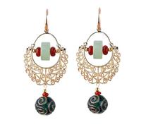 ifundom Boucles D’Oreilles Pendantes Creuses en Métal Doré Style Chinois Légères et Élégantes Accessoire de Mode pour Femmes pour Présent et Occasions Spéciales