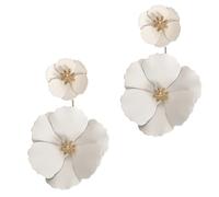 ifundom Boucles D’Oreilles Pendantes Décoratives de Fleur Blanche Double Couche Finition Peinture Légères et Confortables Bijoux pour Femmes et Filles au Quotidien
