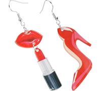 ifundom Boucles D’oreilles Pendantes en Acrylique Rouges Motif Lèvres et Talons Hauts, Légères, 1 Paire pour Femmes, Bijoux Saint-valentin pour Fêtes et Quotidien